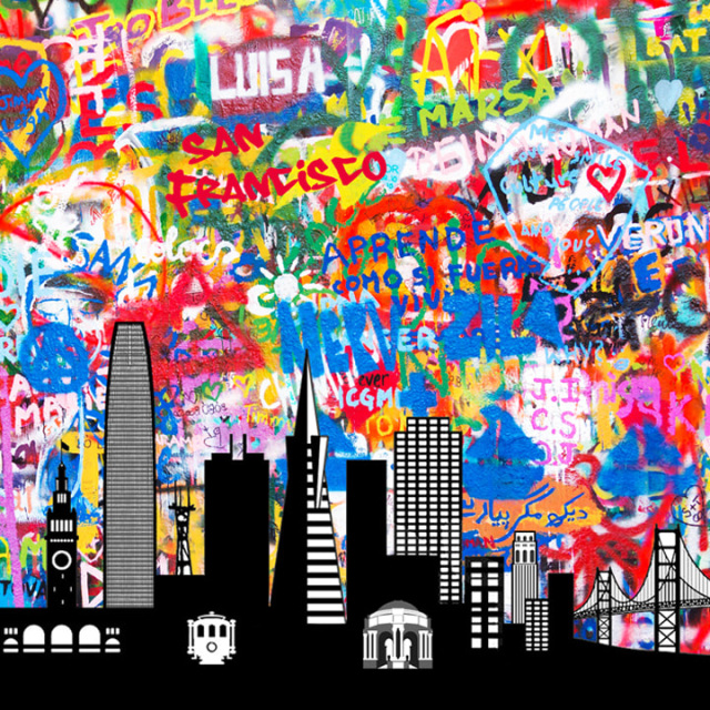 city skyline graffiti