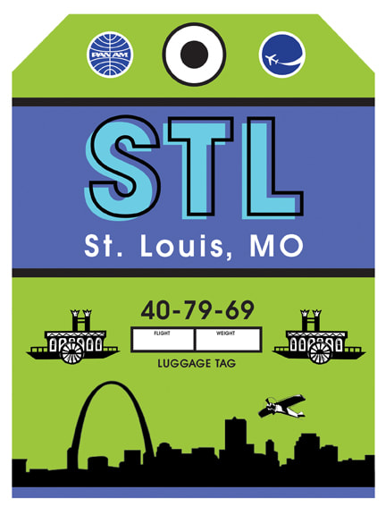 Luggage Tag A - STL St Louis USA Sticker by Organic Synthesis - Pixels